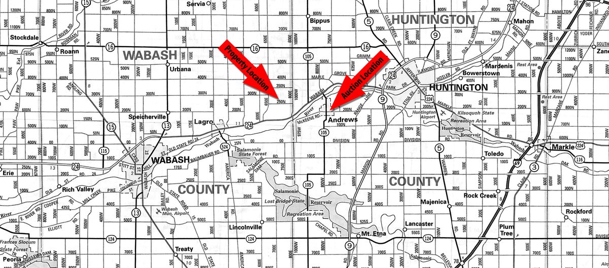 Area map - 128.5+/- Acres Offered in 2 Tracts - Wooded & Tillable Acres